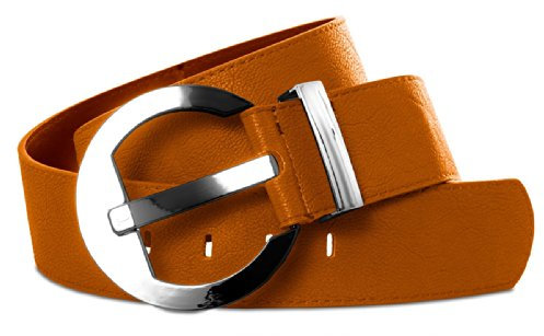 Caspar GU275 Damen Breiter Hüftgürtel Taillengürtel mit großer Schnalle, Gürtelgröße:85, Farbe:cognac