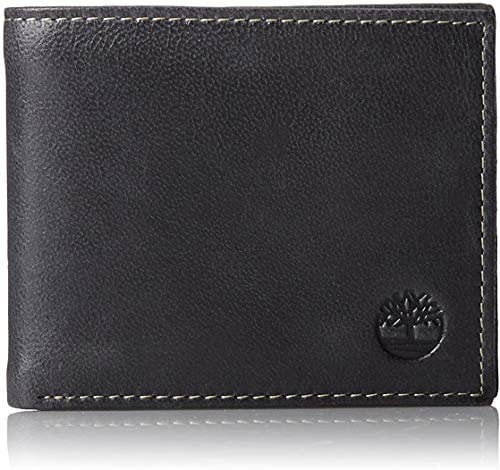 Timberland Herren Lederen portemonnee met opgestikte klaptas Ledergeldb rse mit aufgesetzter Klapptasche, Schwarz (Wolken), Einheitsgröße EU