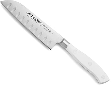 Arcos 233224 Couteau Santoku Alvéolé, Acier Inoxydable, Blanc, 14 cm