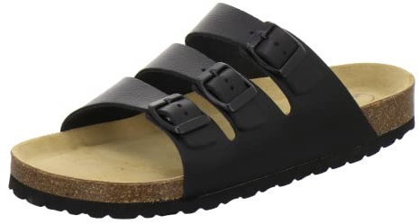 AFS-Schuhe 3133, Bequeme Herren Sandalen aus Leder, sportliche Sandalen mit Fussbett, Arbeitsschuhe Made in Germany (45 EU, schwarz Glattleder)