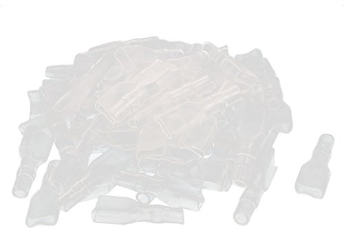 sourcing map 65 Stk 6,3 mm Flachsteckhülse Kabels Stecker Transparent | Kabelstecker Isolierte Hülse Abdeckung