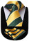 HISDERN Cravate rayés Mouchoir de mariage fête de bal de fin d'année et poche carré or et vert