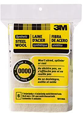 3M Synthetische Stahlwolle-Pads, 6-teilig, Verwendung nass oder trocken, kompatibel mit Abisolierzangen und Oberflächen auf Wasserbasis, wird nicht zerkleinern, splittern oder rosten wie Stahlwolle,