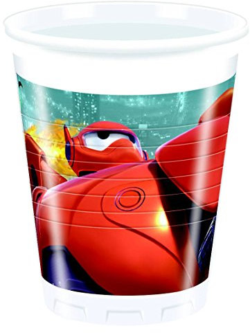 Disney Unique Party 72037 - Set di 8 Bicchieri di plastica Big Hero 6, 200 ml, Confezione da 2
