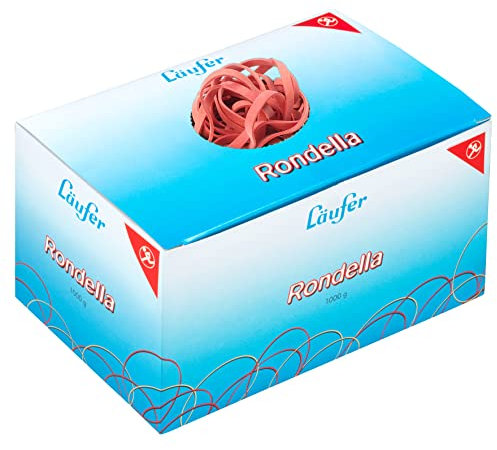 Läufer 51441 Rondella Gummibänder 130 x 4 mm, Durchmesser 85 mm, 4 mm breite Gummiringe, 1 kg Schachtel, rot
