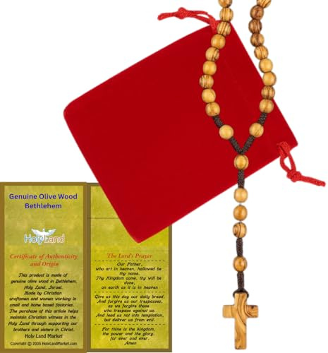 Olivenholz rund Saite Rosenkranz – Heiligen Land Markt