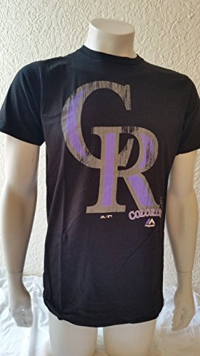 Majestic MLB Baseball T-Shirt Colorado Rockies Take-Em-to-School Logo in XL (X-Large)