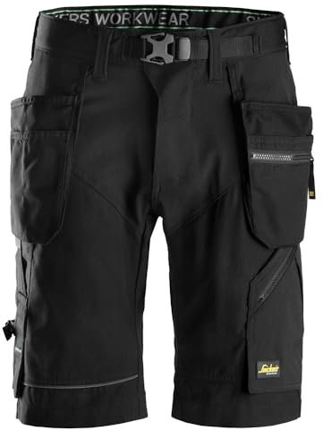 Snickers Workwear 6904 FlexiWork Arbeitsshorts mit Holstertaschen, 1 Stück, 44, schwarz, 69040404044