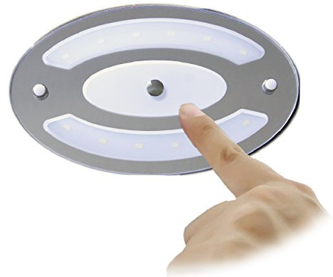 LIGHTEU, Lampe LED 12V 5,2W Dual Color (Blanc Chaud/Bleu), Plafonnier avec Interrupteur Tactile et variateur Tactile pour caravanes, Camping-Cars et Bateaux, Yachts