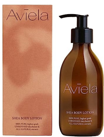 Aviela Shea Butter Body Lotion, Contains Cocoa Butter, Extremely Hydrating & Moisturising, Vegan & Cruelty Free, African Shea Butter 100% Natural Skin Care, 250ml