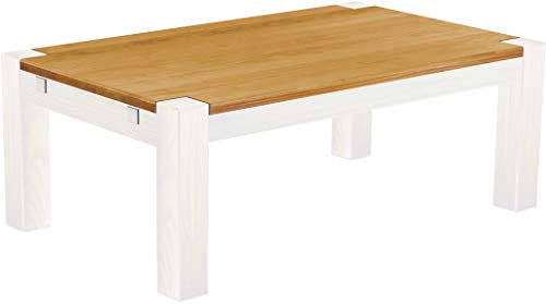 B.R.A.S.I.L.-Möbel Brasilmöbel Couchtisch Rio Kanto 120x73 cm Honig Weiß Wohnzimmertisch Holz Tisch Pinie Massivholz Stubentisch Beistelltisch Echtholz Größe und Farbe wählbar