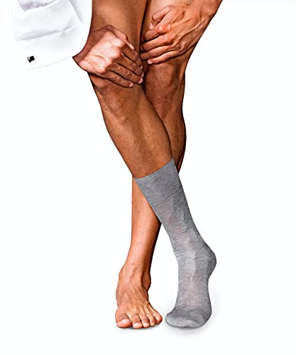 FALKE Men's No. 9 Dress Socks, Lightweight, Breathable, Skin-Friendly, Pure Fil d´Écosse Cotton, Designer Stockings, Grey (Light Grey Melange 3390), 8-9, 1 Pair