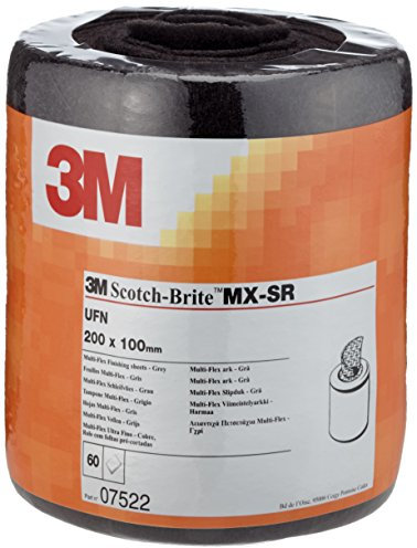3M 07522 Scotch-Brite Mulit-Flex Vliesrolle MX-SR, S, ultra fine, 60-fach perforiert, 200 mm x 100 mm, Grau