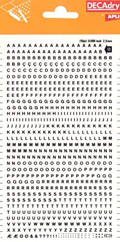 Buchstaben und Zahlen übertragbar, schwarz. Buchstaben 2,5 mm Schwarz