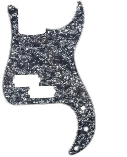 Musiclily 13 Löcher Precision Bass Pickguard P-Bass Schlagbrett für 4-Saiter Fender American/Mexican Standard Precision Bass,4 lagig Black Pearl
