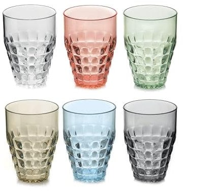 Guzzini - Tiffany, Set di 6 Bicchieri Alti in Materiale Plastico - Multicolore, 27 x 9,5 x h16 cm | 510 cc - 22570352