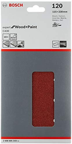 Bosch Accessories Bosch Professional Schleifblatt für Schwingschleifer Holz und Farbe Expert for Wood and Paint (10 Stück, Körnung 120, C430)