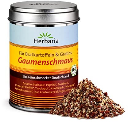 Herbaria Gaumenschmaus bio M-Dose - fertiges Bio-Bratkartoffelgewürz für Kartoffeln & Gratin - mit erlesenen Gewürzen - in nachhaltiger Aromaschutz-Dose , 100g (1er Pack)