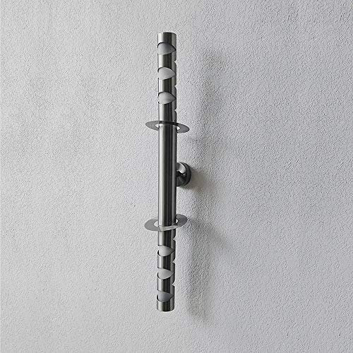 Edelstahl-Außen-Wand-Leuchte-Lampe ROUVEN mit Glaseinsatz, L: 80cm, D: 5cm, 2 x E14, IP44 Eingangs-Balkon-Treppen-Leuchte-Lampe