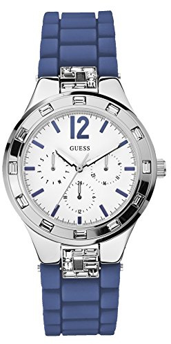 Guess - W10615L3 - Montre Femme - Quartz Analogique - Cadran Blanc - Bracelet Silicone Bleu