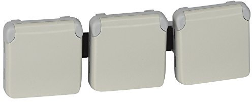 Legrand 069644 Triple Prise de Courant Étanche 2P+T Précâblées à L'horizontale Plexo Composable IP55, 16A, 250V, Blanc