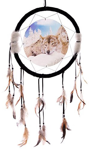 3D-Traumfänger Träumender Wolf ~ 33 cm Durchmesser
