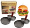 MaxxGoods Burgerpresse 2er Set aus Aluminium Guss Ø 12cm Rund | Hamburgerpresse für Burger, Patties, BBQ | Antihaftbeschichtung | Abnehmbarer Holzgriff & Rillen | Paddy Maker (2er Set)