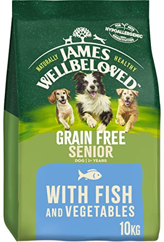 James Wellbeloved Grain Free Senior Fish and Vegetables 10 kg Bag, Hypoallergenic Dry Dog Food