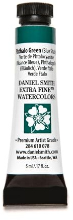 Daniel Smith 284610078 Extra Fine Watercolors Tube, 5ml, Phthalo Green (Blue Shade), 0.17 Fl Oz (Pack of 1)