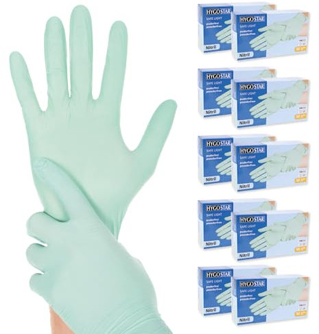 FRANZ MENSCH 1000x Hygostar Einweghandschuhe Safe Light, Einmalhandschuhe Größe M, reißfeste Nitrilhandschuhe, puderfrei, latexfreie Gummihandschuhe, Handschuhe Einweg, Mintgrün in S, M, L & XL