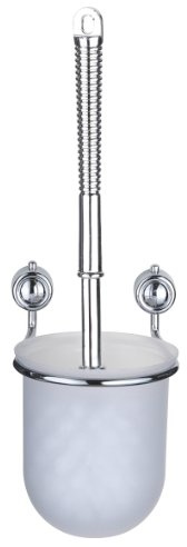 axentia WC-Garnitur Atlantik in Silber, WC-Bürste mit Wandhalterung, verchromte WC-Bürstenhalterung mit Schale aus gefrostetem Kunststoff