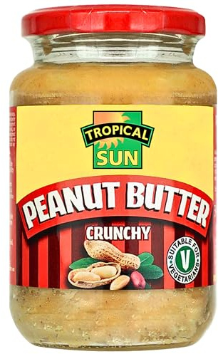 Tropical Sun Crunchy Peanut Butter, 340g (Pack of 1) | Vegan, Crunchy Peanut Spread with Protein, Ideal for Toast, Smoothies, Snacks | No Artificial Additives, Perfect for Vegans