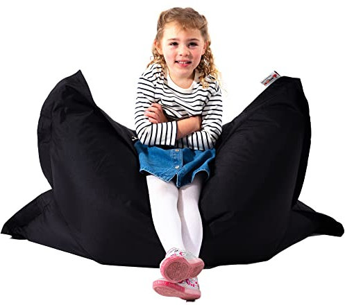MaxiBean Large Bean Bag Chair for Kids and Children - Gaming BeanBag Cushion with Filling Beans Included, Perfect for Living Room, Bedroom, Garden Room, and Outdoor Use Weather Resistant - Black