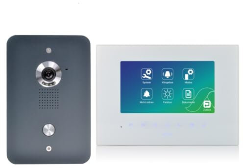 MATHFEL Video Türsprechanlage - Türklingel mit Kamera und 1x 7'' Monitoren, Türöffner Funktion, Aluminium Front - Video Türklingel, Sprechanlage mit Türöffner, Klingel mit Kamera