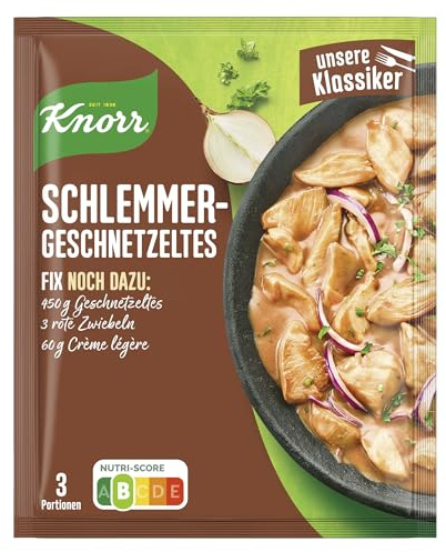 Knorr Fix Schlemmer-Geschnetzeltes, 43g Beutel, 11er Pack (11 x 43 g) | für ein leckeres Fleischgericht ohne geschmacksverstärkende Zusatzstoffe