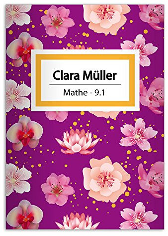 Kartenkaufrausch 8 personalisierte, schöne DIN A5 Schulhefte, Notizhefte, lila Lineatur 6 (blanko Heft)
