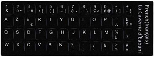 Sticker Autocollant AZERTY NOIR pour Touches de Clavier d'Ordinateur Portable pour rénovation ou conversion de Clavier QWERTY en AZERTY