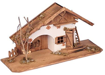 XL Modellhaus grosses Holzhaus Krippe 55cm Weihnachtskrippe