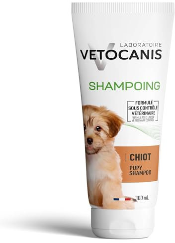 Vetocanis | Shampoing Chiot PH Neutre 300 ml | Shampoing Hydratant à base d'Extraits de Plantes et d'Amande Douce pour Chiot | Respecte la Peau et le Pelage de votre Compagnon