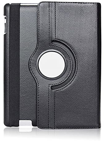 PHONILLICO® Coque Rotative 360° Noir pour iPad 2/3 / 4 - Coque Housse Etui Protection Rotation 360 Degres Fonction Portrait Paysage
