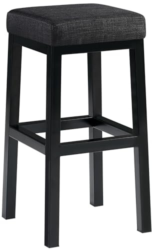 CLP Barhocker Taylor I Sitzhöhe 78 cm I Gepolsterter Barstuhl mit Stoffbezug I Tresenhocker mit schwarzem Metallgestell, Farbe:dunkelgrau