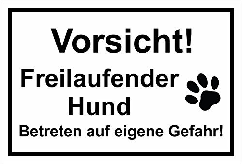 Melis-Folienwerkstatt Schild Vorsicht - Freilaufender Hund 15x10cm - 3mm Aluverbund – 20 VAR S00017-004-A