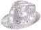 Alsino LED Clubstyle Pailettenhut, Silber - 58 cm Kopfumfang - Partyhut Trilby Pailletten Hut, Blink Fedora Bogart Glitzerhut Glitter