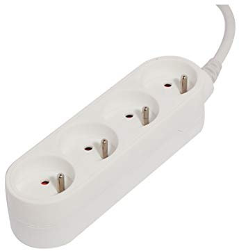 Bloc multiprise 4x16A 3500W câble 3m - blanc - Chacon