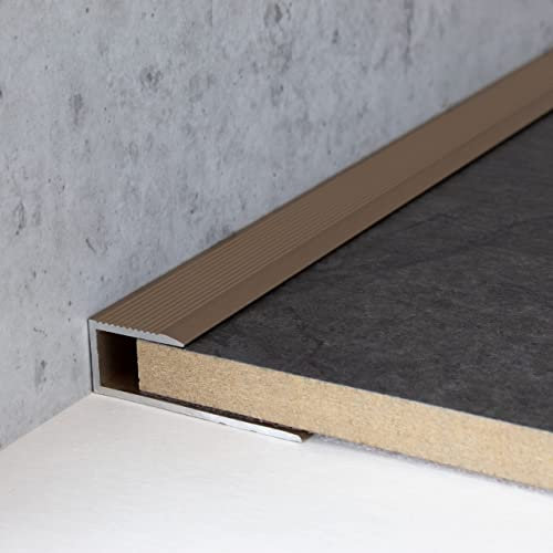 3 Meter (3 x 1 m) Einschubprofil für Laminat, 8,5 mm Einfasshöhe, Alu eloxiert, gebohrt, Farbe: Bronze Hell