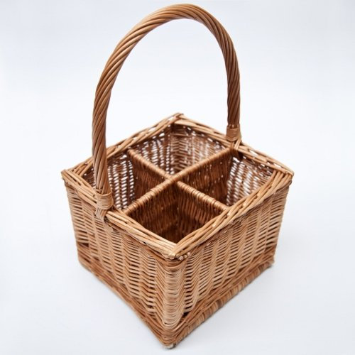 Prestige Wicker Willow Four Bottle Holder, Natural, 28x28x20 cm