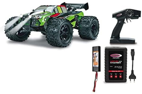 JAMARA 053265 Akron Monstertruck 1:10 BL 4WD Lipo 2,4G- Allrad, Brushless, Akku, 60Kmh, Aluchassis, spritzwasserfest, Öldruckstoßdämpfer, Kugellager, Fahrwerk einstellbar, fahrfertig