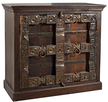 SIT-Möbel Almirah 5109-30 koloniale Kommode, 2 Türen, recyceltes Holz, Metallapplikationen, 100x45x90 cm