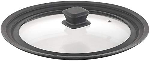 Rosenstein & Söhne Pfannendeckel: Universal-Silikonrand-Glasdeckel für Töpfe & Pfannen mit Ø 24-28 cm (Pfannendeckel Universal, Pfannendeckel Silikon, Küchenhelfer)