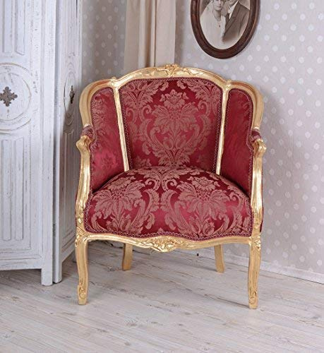 Rokoko Sessel Bergère en Confessional Louis XV Rot Gold Holz Prunk cat664a05 Palazzo Exclusiv